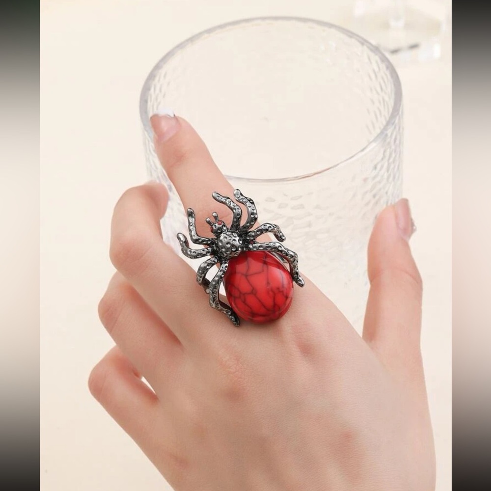 ๐ท๏ธ Awesome Gun Black Metallic Adjustable Spider Ring ๐ท๏ธ